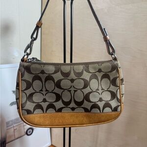 Coach Mini Shoulder Bag in Brown and Tan Signature Canvas A10-6094